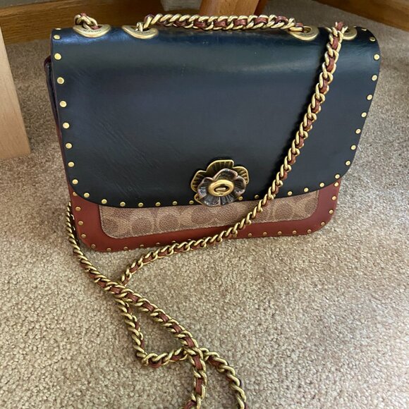 COACH MADISON MD SHOULDER BAG TEA ROSE TURNLOCK RIVETS - Picture 2 of 8